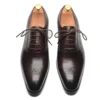 Luxury Wingtip Oxford Dress Shoes Genuine Leather Brown