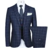 Slim Fit Plaid 3-Piece Wedding Suit Set