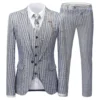 Pinstripe 3 piece casual tuxedo with peaked lapel
