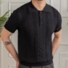 Summer jacquard pattern lapel neck short-sleeved polo shirt