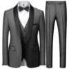 Slim Fit 3 Piece Suit Set with Jacket, Vest, and Pants