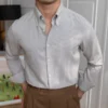 Slim fit long sleeve lattice business shirt