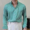 Striped mock neck long sleeve shirt