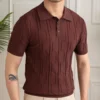 Knitted striped casual polo shirt