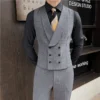 Plaid business suit vest and trousers set