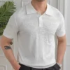 Casual slim fit knitted polo shirt with jacquard lapel