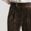 High waist corduroy dress trousers for office