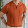 Striped jacquard pattern casual polo shirt