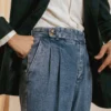 Vintage double pleat denim pants