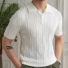 Striped knitted casual polo shirt