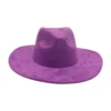 Round Flat Brim Suede Cowboy Hat