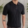 Striped knitted casual polo shirt